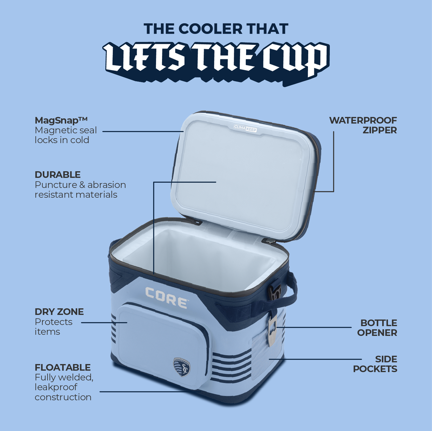 CLIMAKEEP Magnetic 18 Can Soft Cooler - Sporting Kansas City