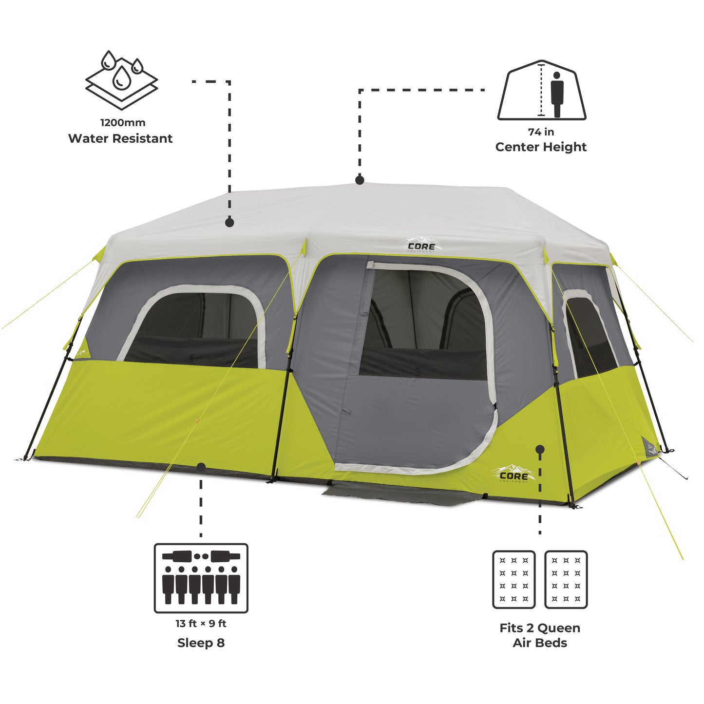 8 Person Instant Cabin Tent 13' x 9'
