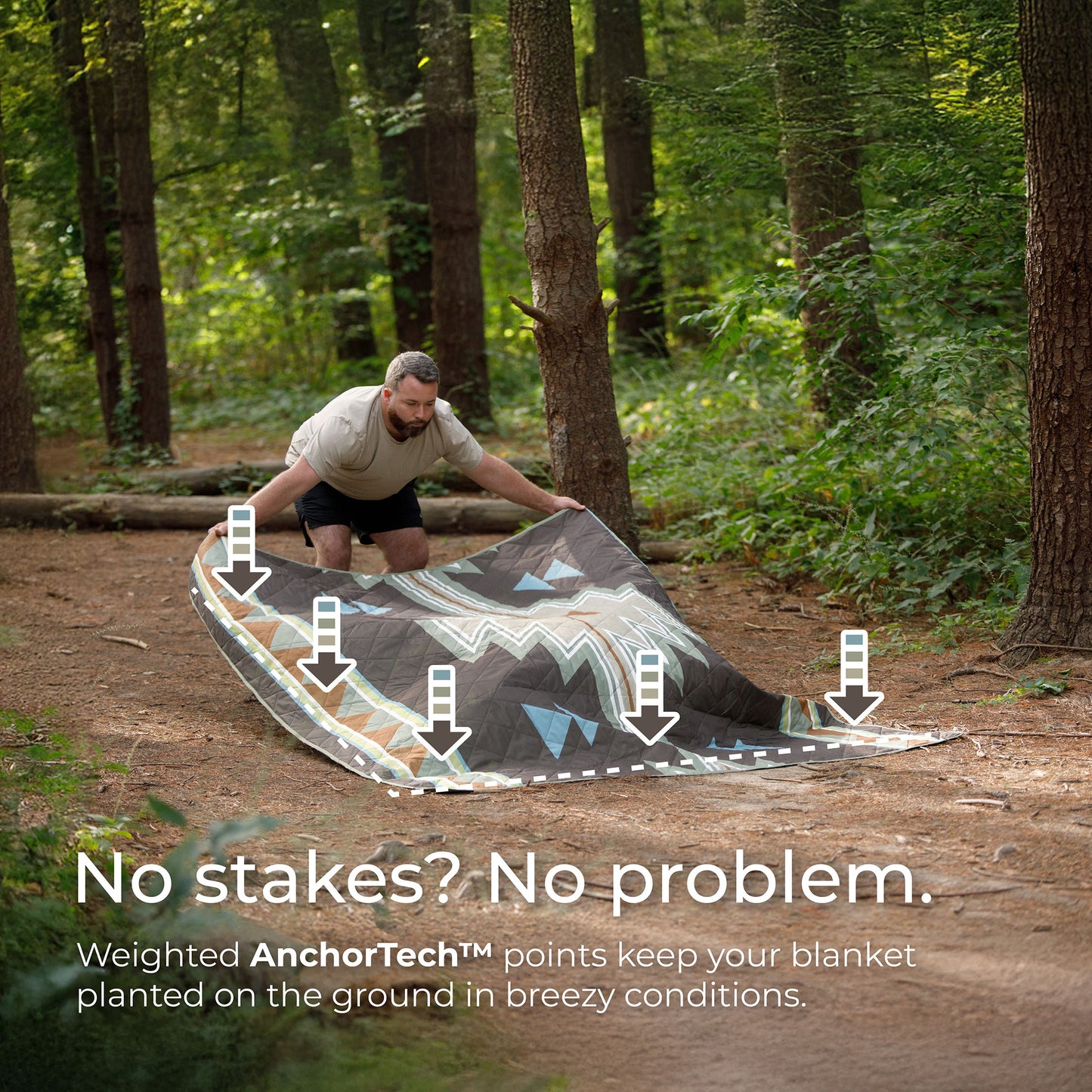 Staydown Anchortech Outdoor Travel Weighted Ground Blanket