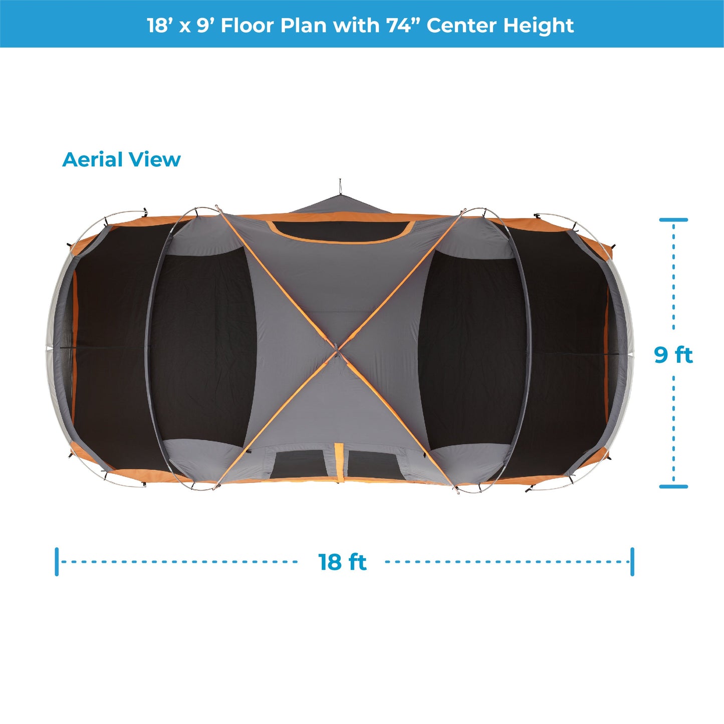 11 Person Extended Dome Tent 18' x 9'