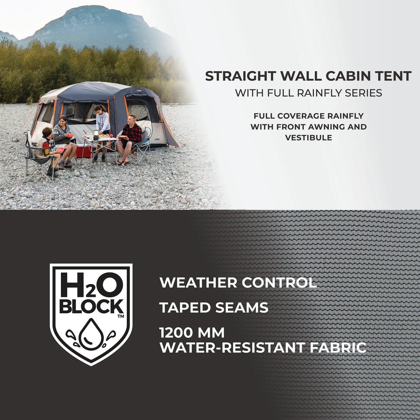 10 Person Straight Wall Cabin Tent with Full Rainfly 14' x 10'