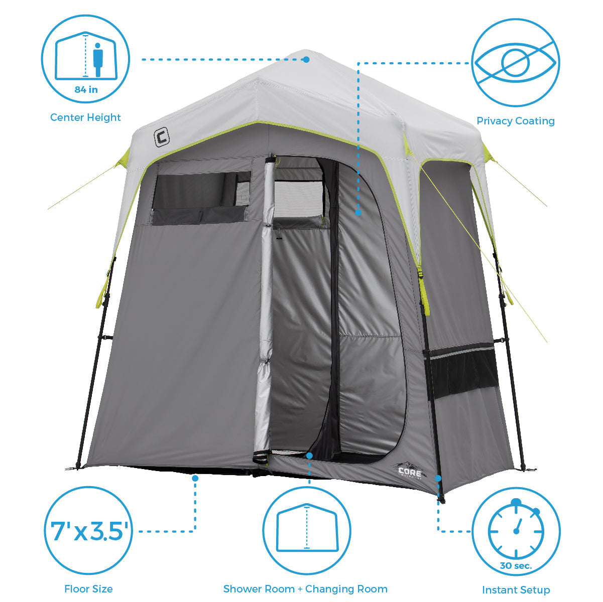7' x 3.5' Two Room Shower Tent