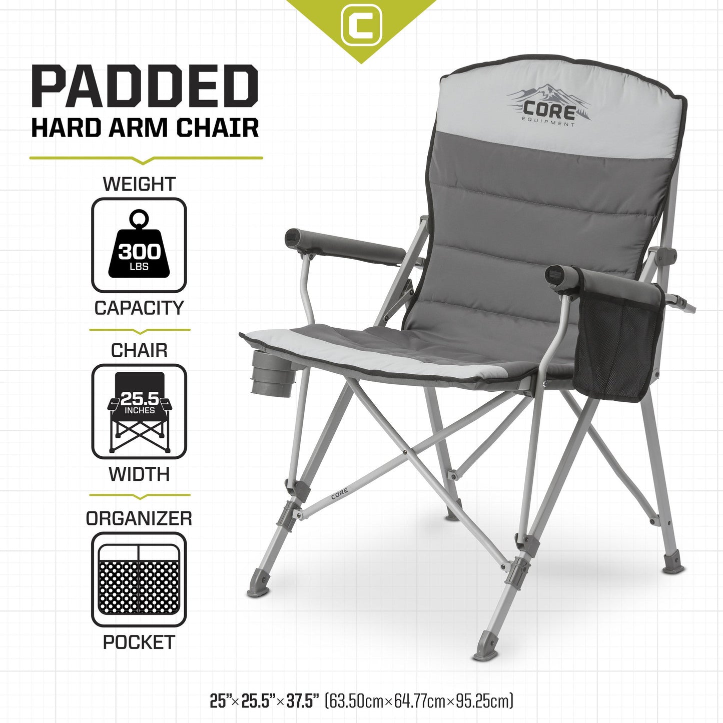 CORE Padded Hard Arm Chair specs