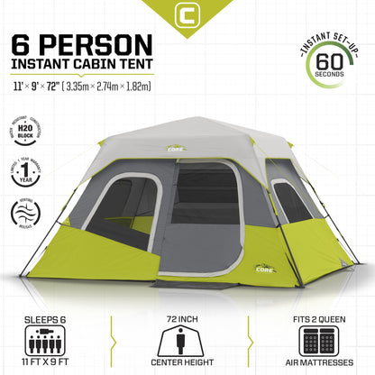 6 Person Instant Cabin Tent 11' x 9'