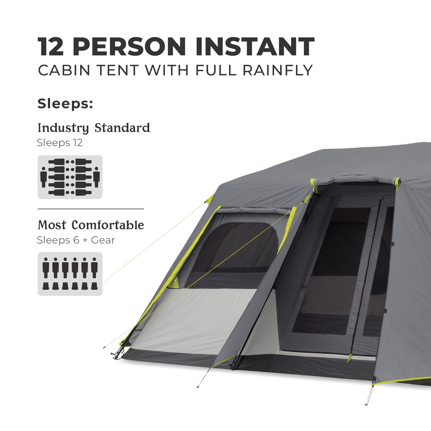 12 Person Instant Cabin Tent with Full Rainfly
