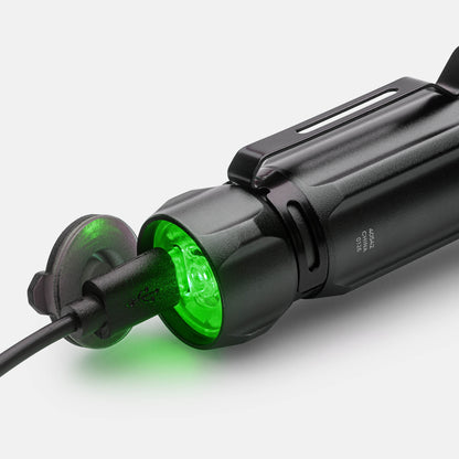 view of a device with charging indicators showing green 'Fully Charged' light