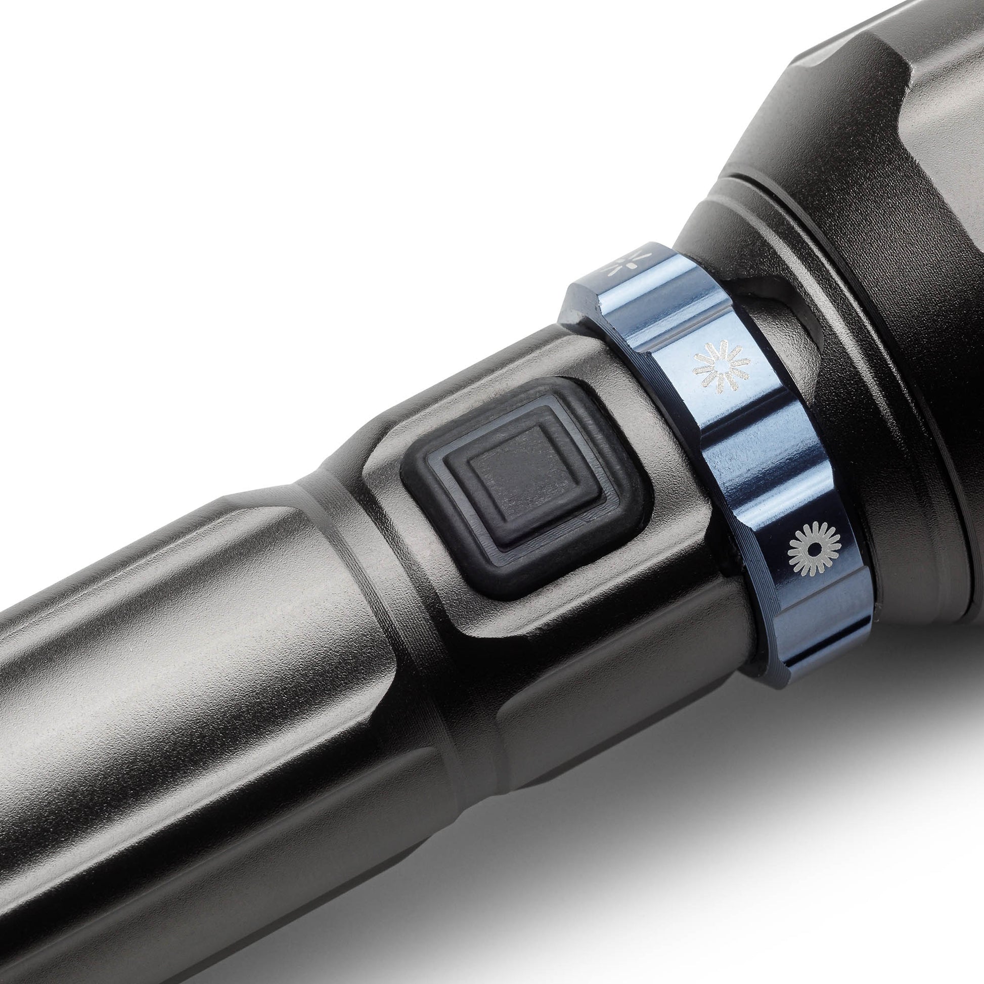 5000 lumen rechargeable flashlight power button. 
