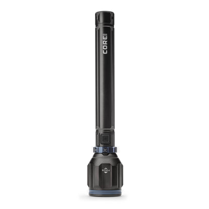 5000 lumen rechargeable flashlight standing up. 