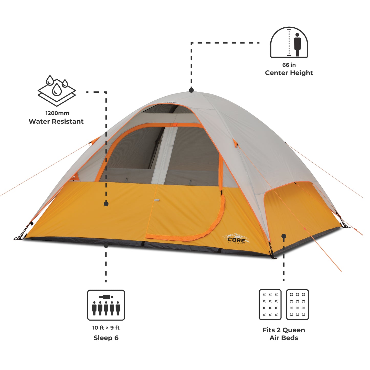 6 Person Dome Tent 10' x 9'