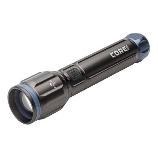 Dark gray CORE 1200 lumen flashlights with blue accents.