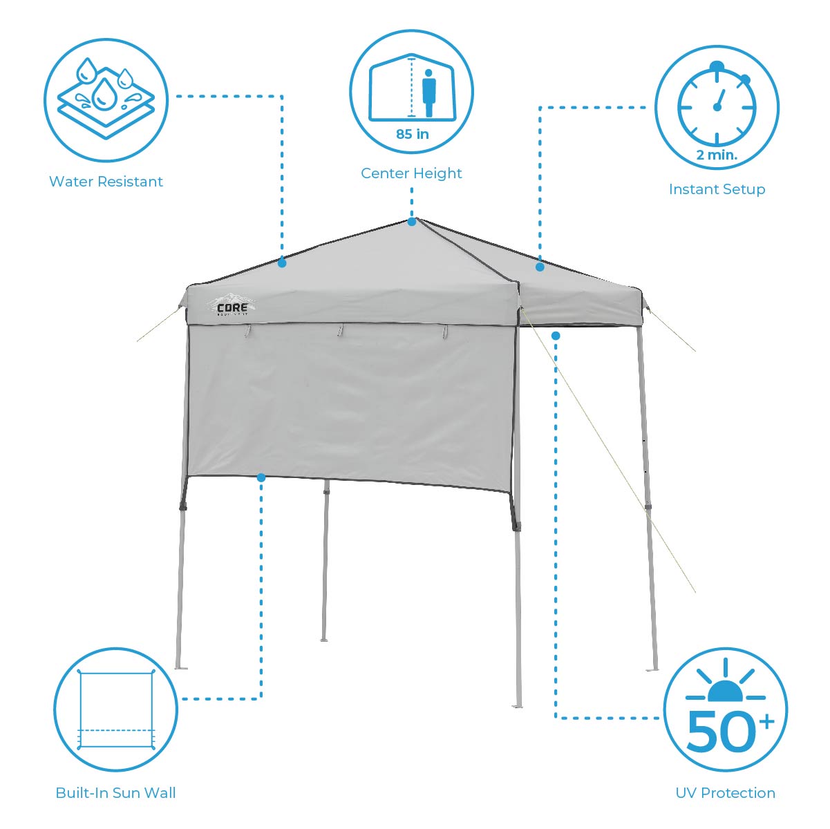 6’ x 4’ Instant Canopy with Half Sun Wall